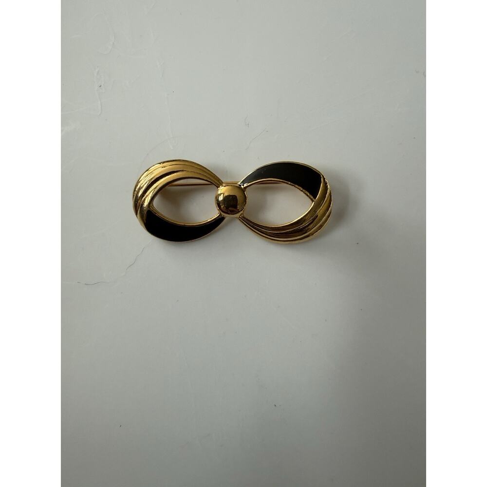 VTG Gold Black Infinity Sign Pin Brooch